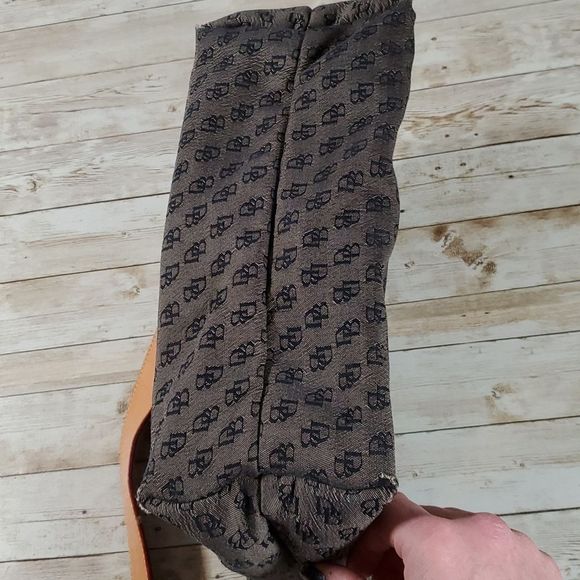 Dooney & Bourke Signature‎ Logo Initial Grey Black Cloth Purse Leather Strap - Picture 8 of 16